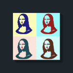 Transparenter Pop Art Mona Lisa Leinwand<br><div class="desc">Transparent Pop Art Mona Lisa or La Gioconda,  by Leonardo da Vinci,  with red lips and green eyes in vintage poster style</div>