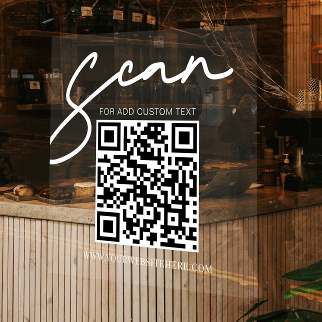 Transparenter QR-Code für Minimalistische Unterneh Fensteraufkleber (Modern white transparent business QR code window decal)