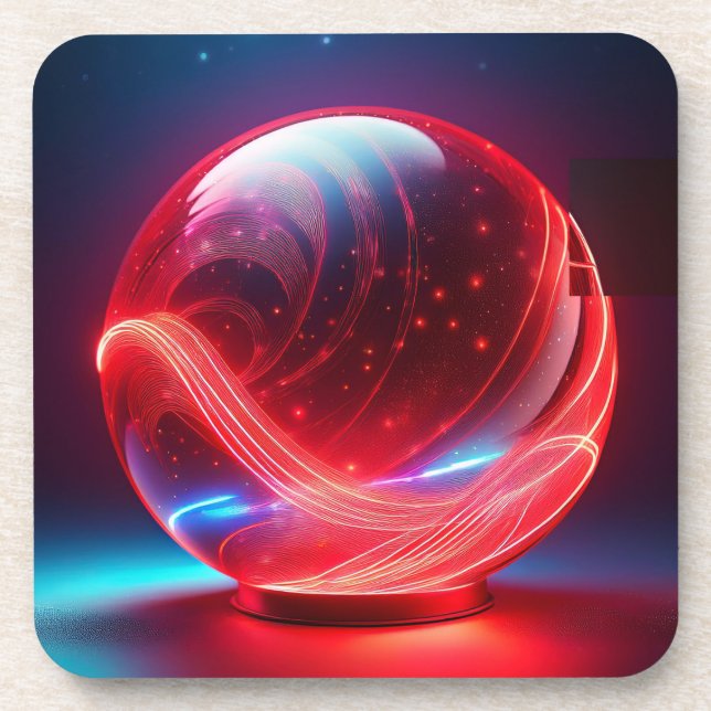 Transparenter reflektierender roter Globus mit Ste Getränkeuntersetzer (Vorderseite)