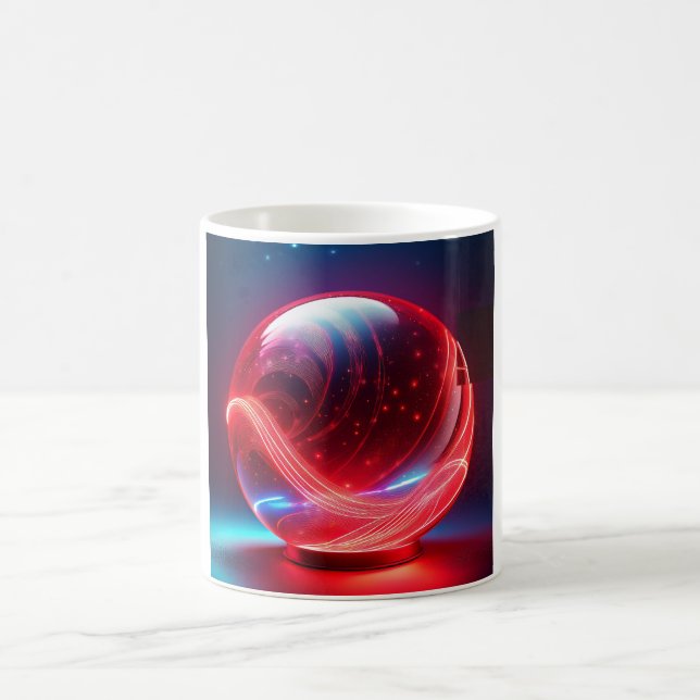 Transparenter reflektierender roter Globus mit Ste Kaffeetasse (Mittel)