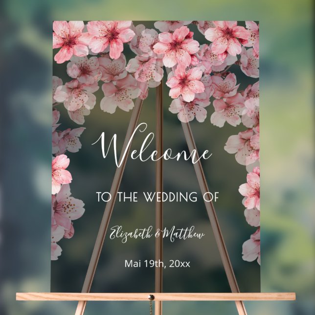 Transparentes Aquarell-Kirschblüten Acrylschild (Neutral)