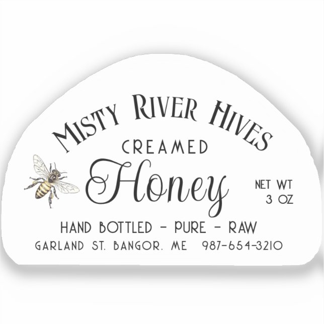 Transparentes Creamed Honey Label 3 oz Skep Jar (Vorderseite)