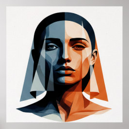 Transparentes geometrisches Porträt in Bernstein u Poster