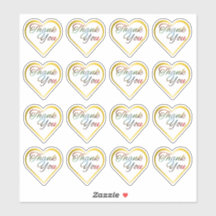 Transparentes Gold Heart Danke Stickers