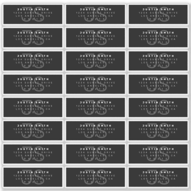 Transparentes, modernes Monogramm-Adressenlabel Aufkleber (Vorderseite)