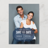 Transparentes Navy-Label | Save the Date Postkarte