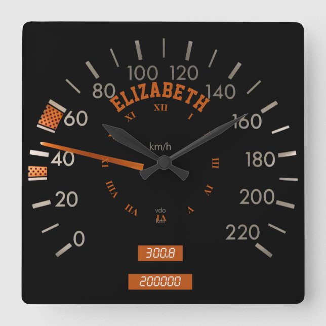 Transparentes Speedometer auf der Dashboard-Square Quadratische Wanduhr (Vorderseite)