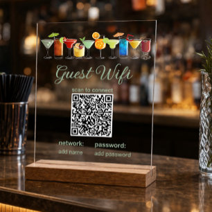 Transparentes WLAN-Gastschild mit QR-Code Acrylschild