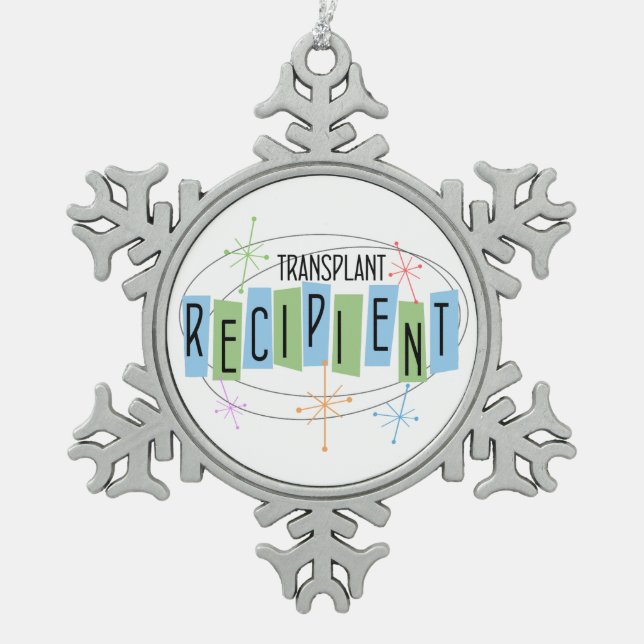 Transplantatempfänger Schneeflocken Zinn-Ornament (Vorderseite)