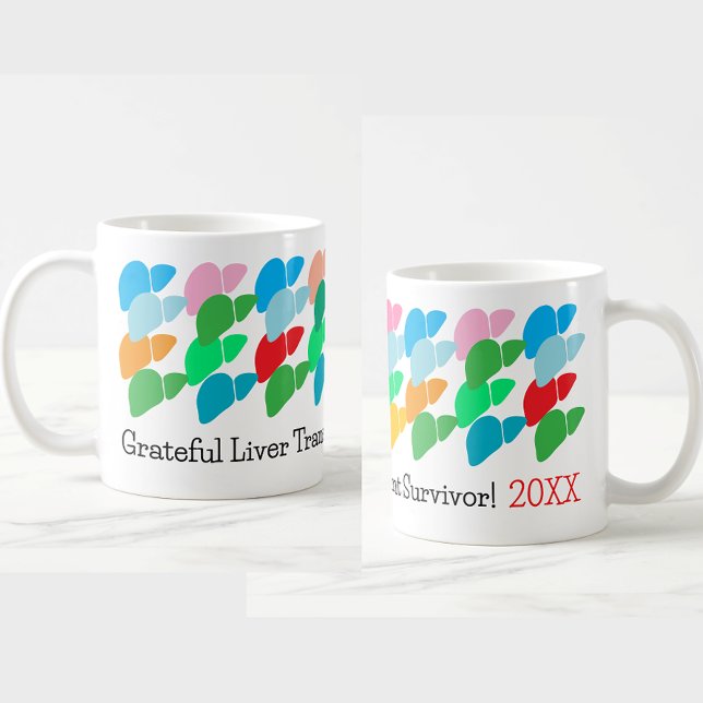 Transplantatüberlebende Grateful Colorful Custom Kaffeetasse (Left and right views.)