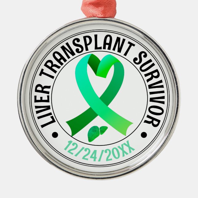 Transplantatübersiedlung Green Ribbon Custom Ornament Aus Metall (Vorne)