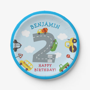 Transport 2. Geburtstag Papier Party Plate Pappteller
