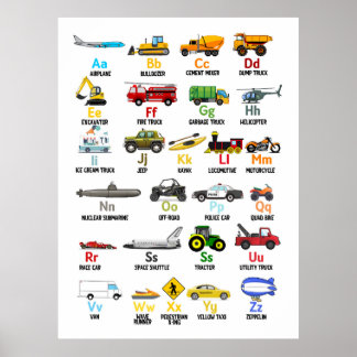 Transport ABC, Fahrzeug ABC Print Poster
