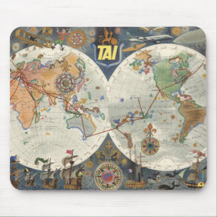 Transport Aeriens Internationaux Weltkarte Mousepad