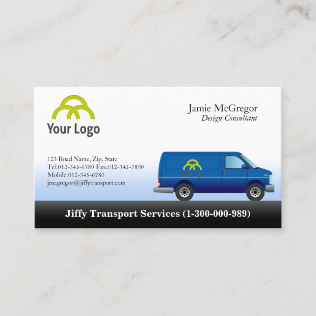 Transport Blue Van Business Cards Visitenkarte (Vorderseite)