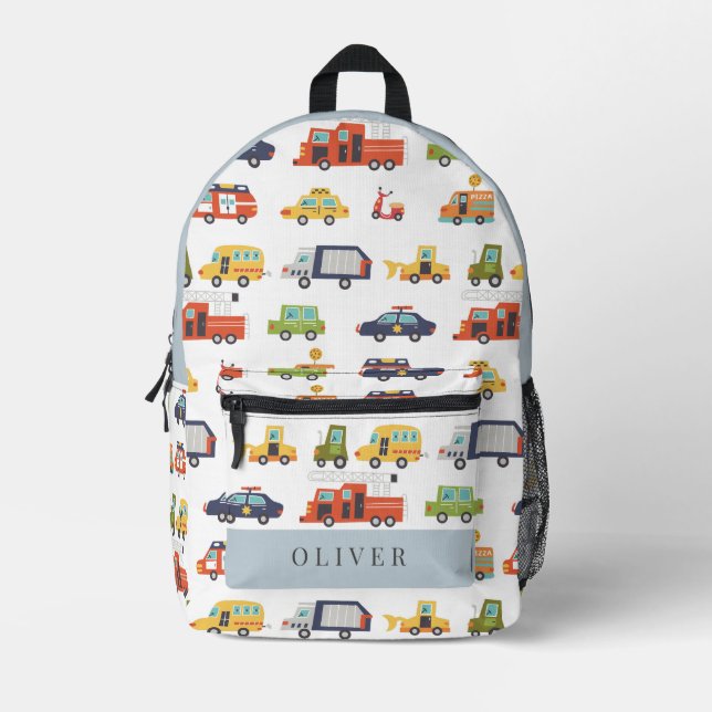 Transport City Cars & Trucks Boy Bedruckter Rucksack (Vorderseite)