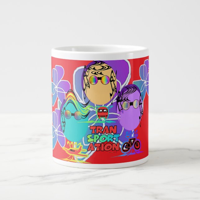 Transport Floral Funny Charaktere Jumbo-Tasse (Vorderseite)