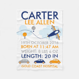 Transport-Flugzeug-personalisierte Fleece-Decke Fleecedecke