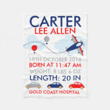 Transport-Geburts-personalisierte Fleece-Decke