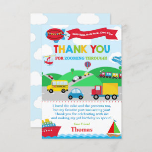 Transport Geburtstagspartei Danke Karte