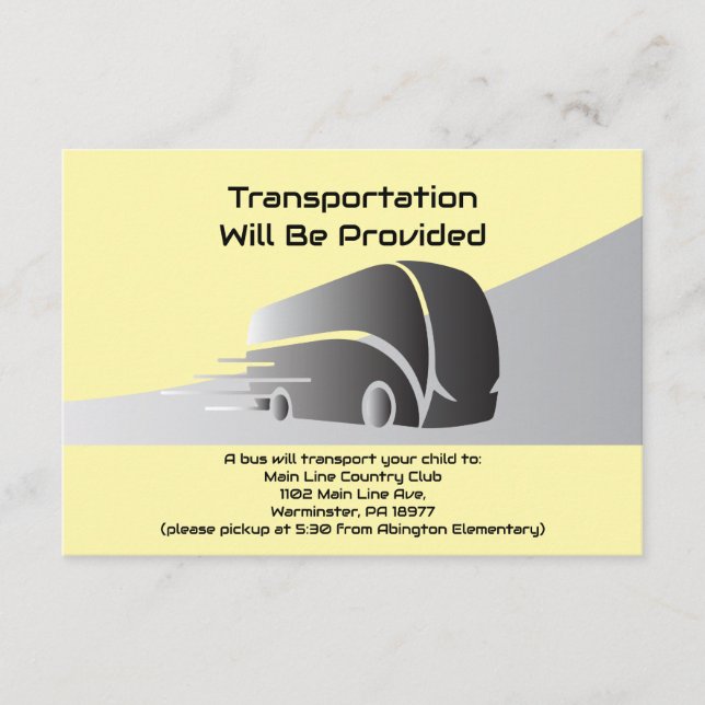 Transport Party Mini Bus Card Transport Van Begleitkarte (Vorderseite)