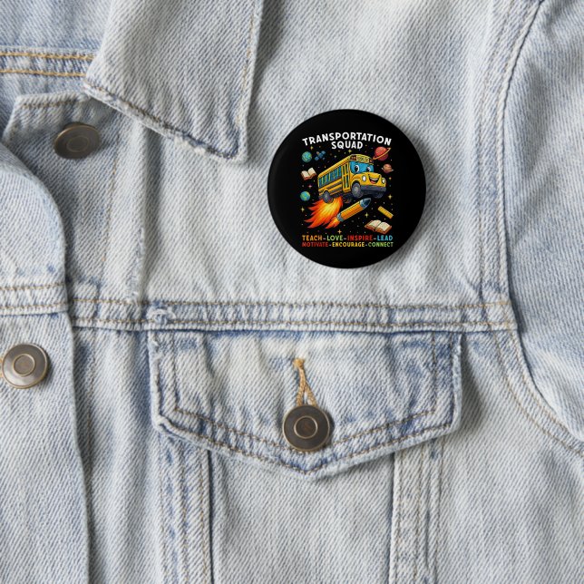 Transport-Team Lustiger Schulbusfahrer Button (Beispiel)