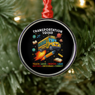 Transport-Team Lustiger Schulbusfahrer Ornament Aus Metall