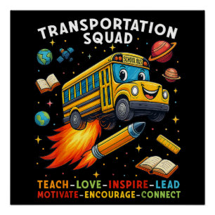 Transport-Team Lustiger Schulbusfahrer Poster