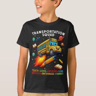 Transport-Team Lustiger Schulbusfahrer Zurück T-Shirt