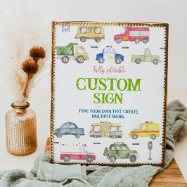 Transport Trucks Geburtstagsparty Poster