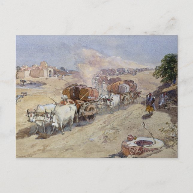 Transport von Baumwolle, Indien, 1862 (w/c über Bl Postkarte (Vorderseite)