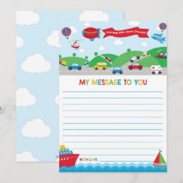 Transportation Activity Time Capsule Message Card Einladung