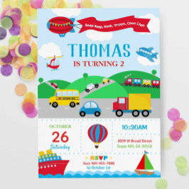 Transportation Birthday Einladung Boy