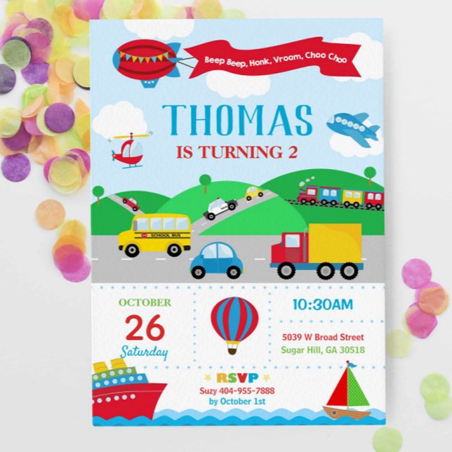 Transportation Birthday Einladung Boy (Von Creator hochgeladen)