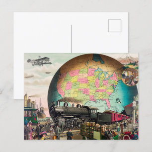 Transportation im zwanzigsten Jahrhundert, Vintage Postkarte