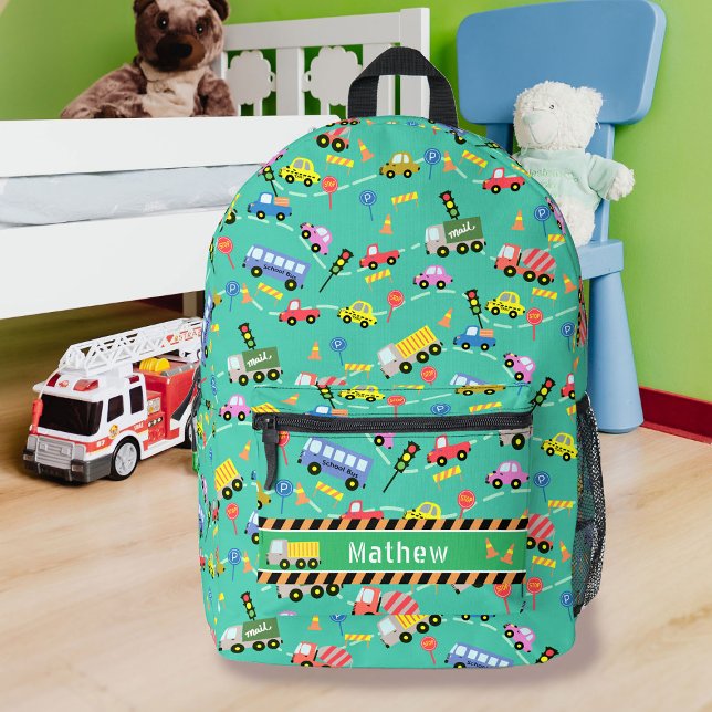Transportboys Green Bedruckter Rucksack (Fun and cute transportation inspired design. )