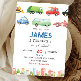 Transportfahrzeug Autos Geburtstag Einladung