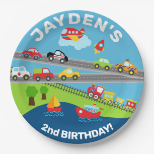 Transportfahrzeuge Junge Geburtstag essbare Platte Pappteller