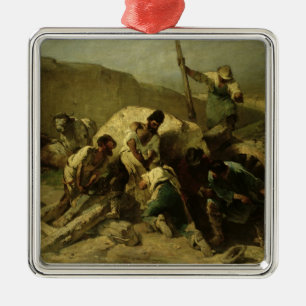 Transportieren der Stein-Blöcke Silbernes Ornament