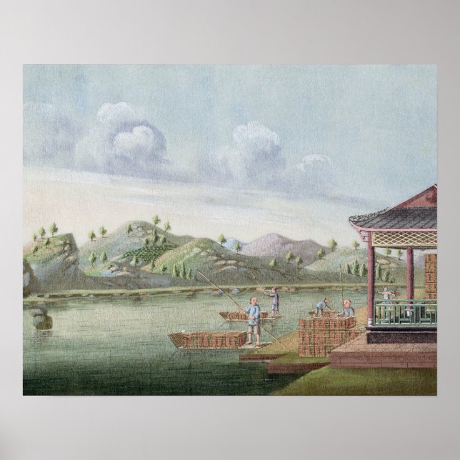 Transporting crates of tea (w/c on paper) poster (Vorne)