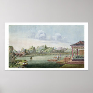 Transporting crates of tea (w/c on paper) poster