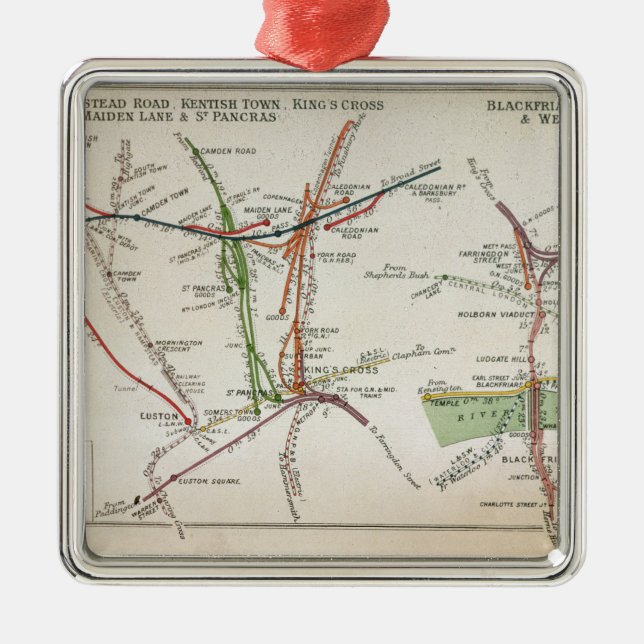 Transportkarte von London, c.1915 Ornament Aus Metall (Vorne)