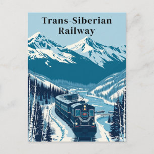 Transsibirische Eisenbahn Retro-Reise Postkarte