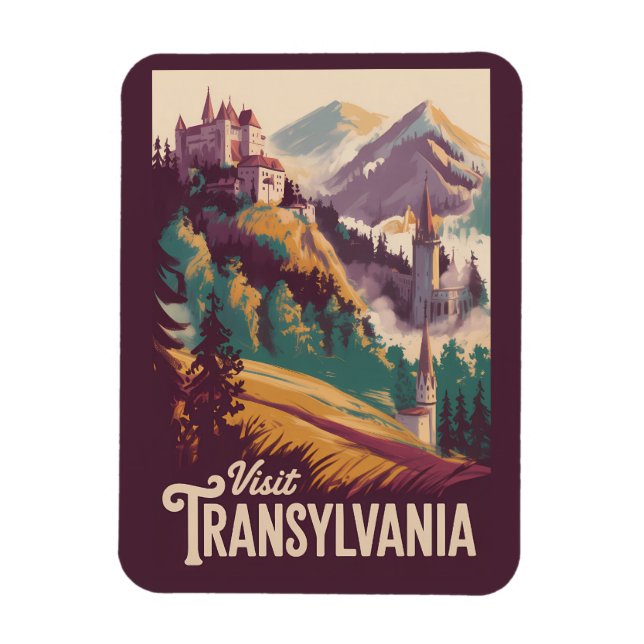Transsilvanien Landschaft Illustration Reise Kunst Magnet (Vertikal)