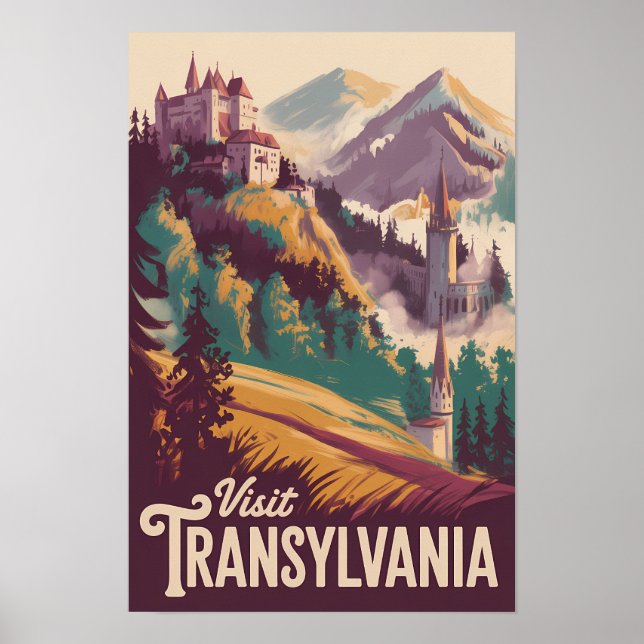 Transsilvanien Landschaft Illustration Reise Kunst Poster (Vorne)
