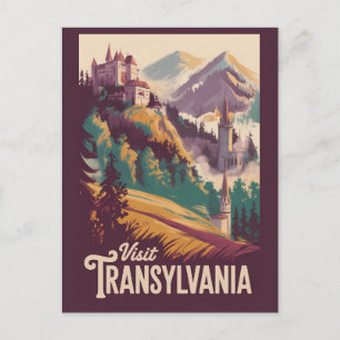 Transsilvanien Landschaft Illustration Reise Kunst Postkarte