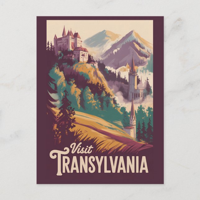 Transsilvanien Landschaft Illustration Reise Kunst Postkarte (Vorderseite)