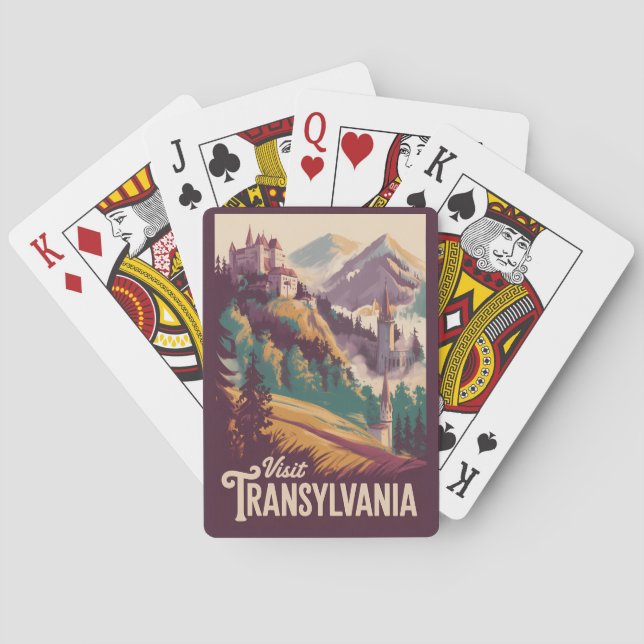 Transsilvanien Landschaft Illustration Reise Kunst Spielkarten (Rückseite)