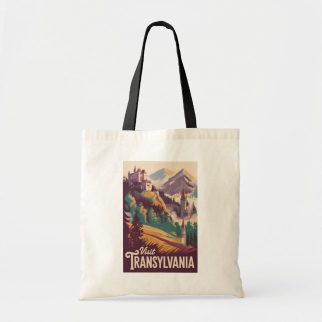 Transsilvanien Landschaft Illustration Reise Kunst Tragetasche (Vorne)