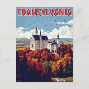 Transsilvanien Schloss Herbst Retro Postkarte
